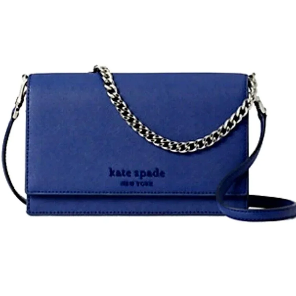 New Kate Spade New York Cameron Monotone Convertible Crossbody bag Deep Azure